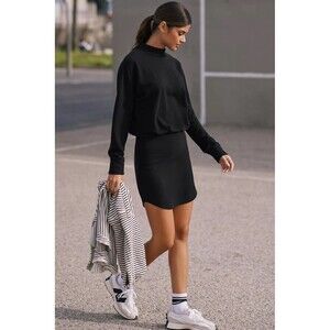 Anthropologie T.La Sweater Dress Womens Extra Large Black Mock Neck Athleisure